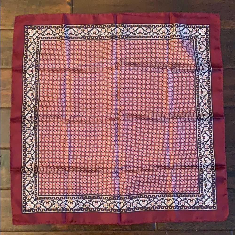 Vintage silky red pattern scarf 19 x 19